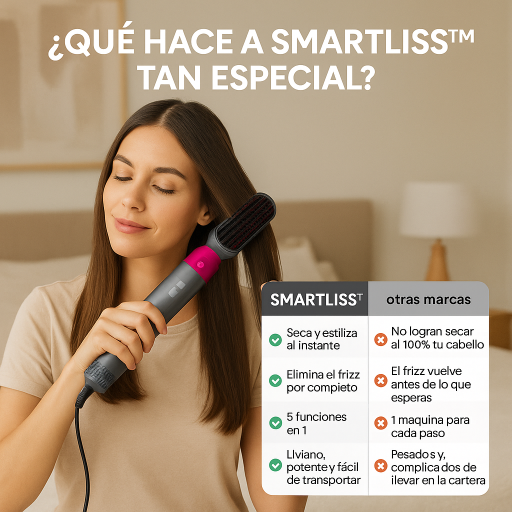 SmartLiss™ 🌸 Cepillo Multifuncional Secador-Alisador 5 en 1