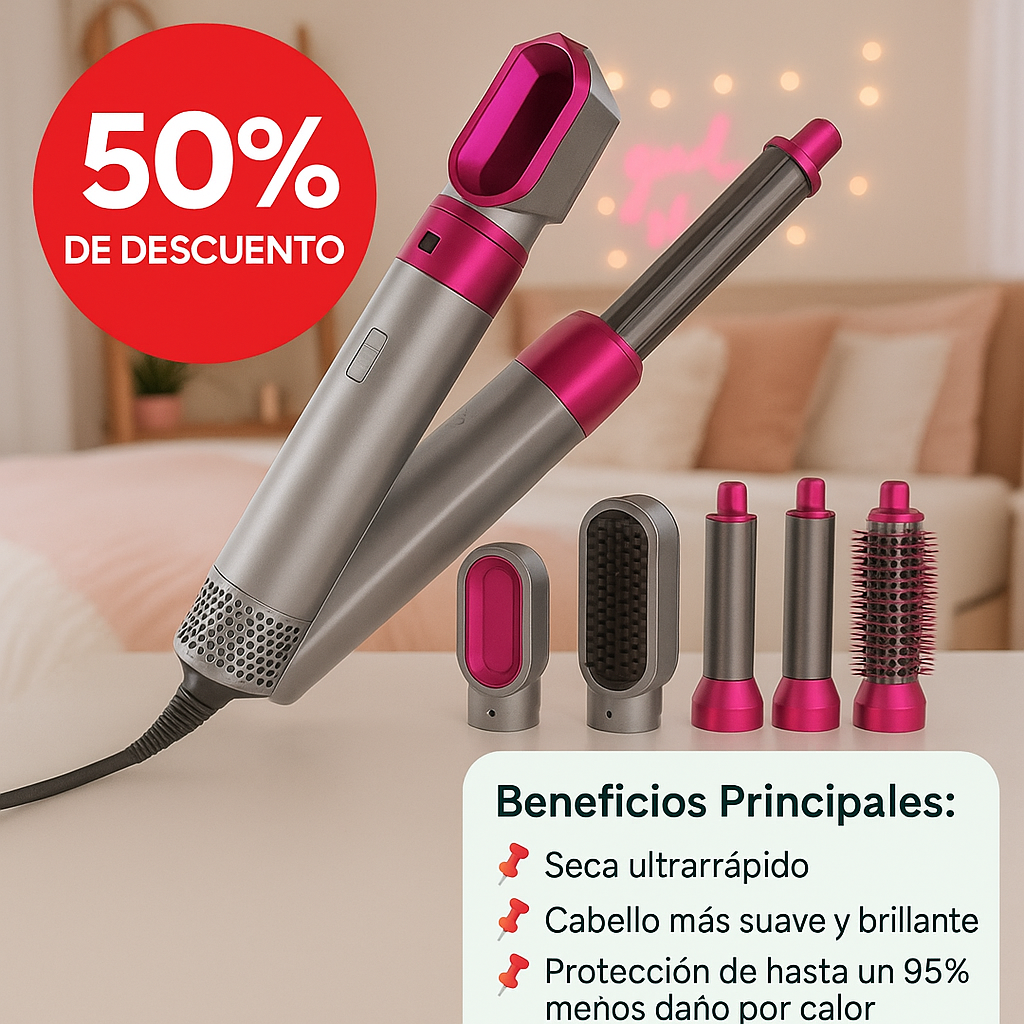 SmartLiss™ 🌸 Cepillo Multifuncional Secador-Alisador 5 en 1